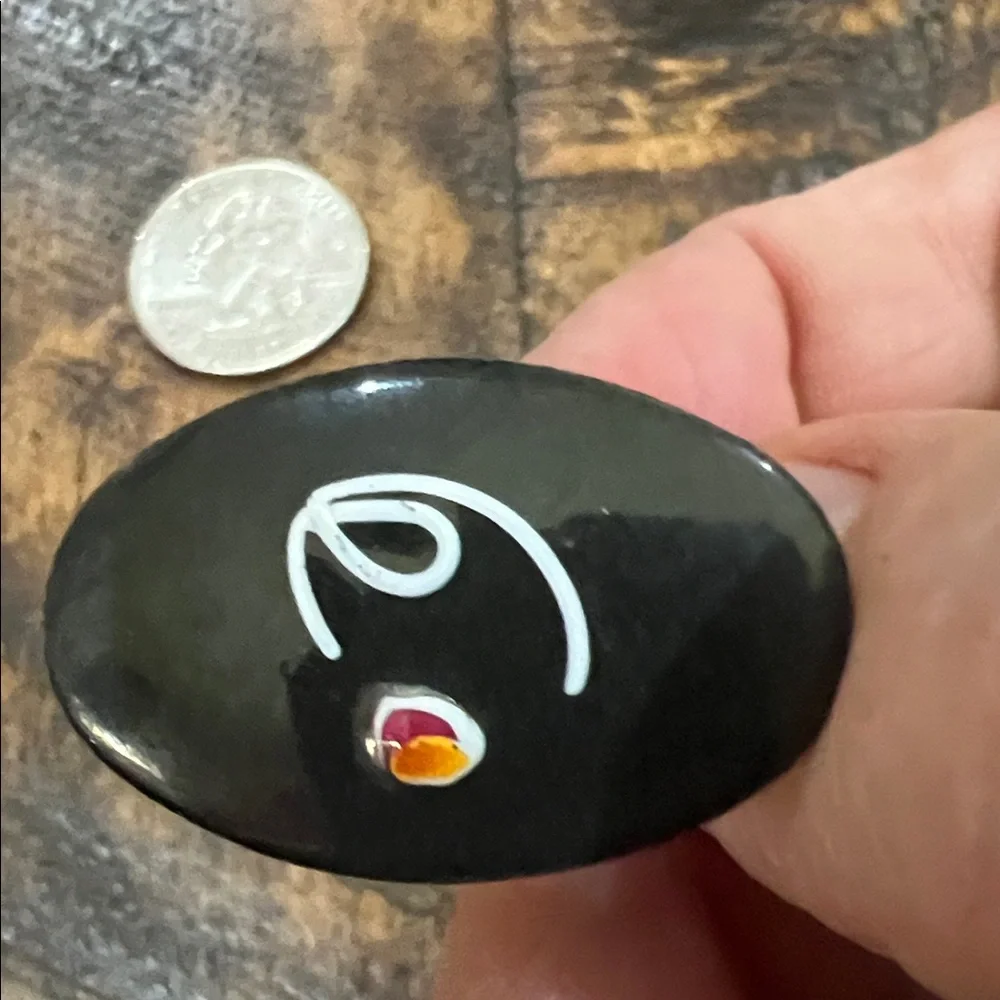 Vintage Black hand painted Cufflinks